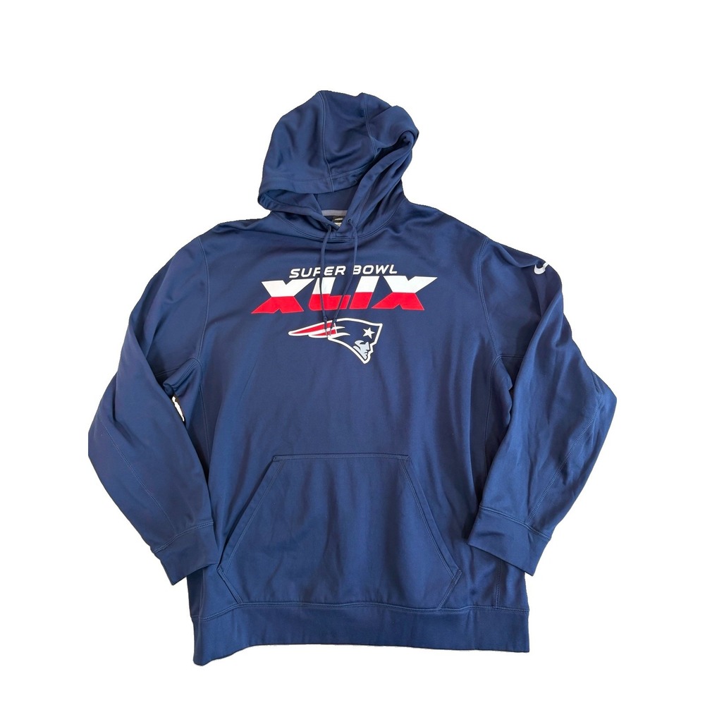 Nike New England Patriots Super Bowl XLIX Pullover Hoodie Sweatshirt Blue XXL